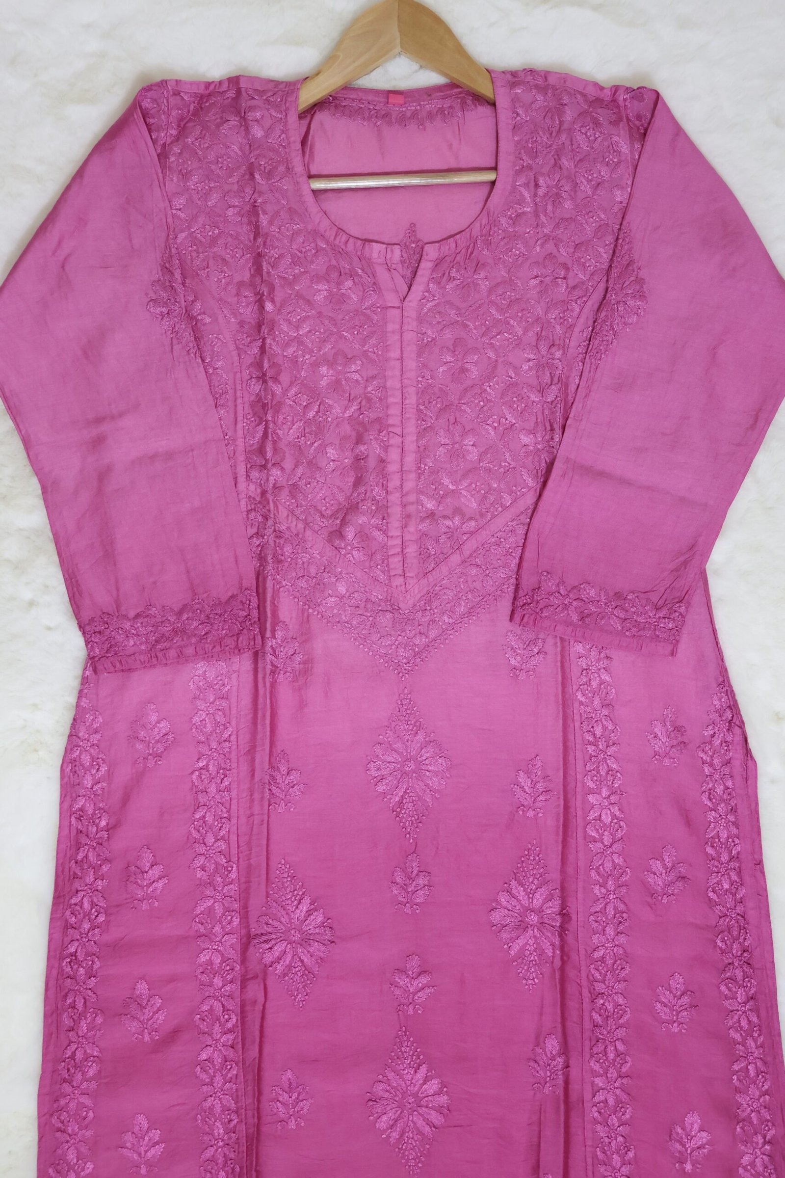 purewear creations pink chikankari kurti – embroidered ethnic wear purewear creations pink chikankari kurti – embroidered ethnic wear