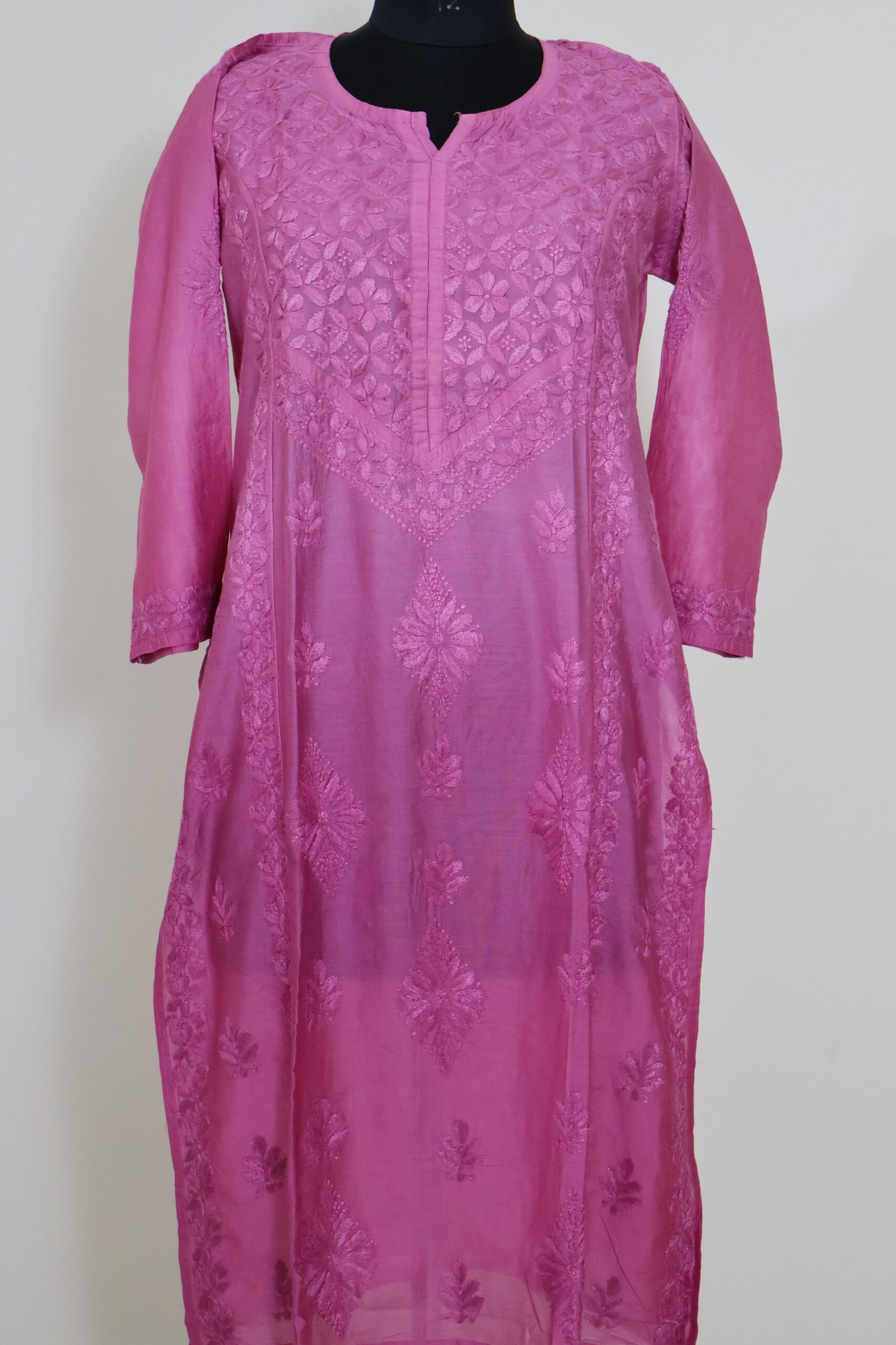 purewear creations pink chikankari kurti – embroidered ethnic wear purewear creations pink chikankari kurti – embroidered ethnic wear