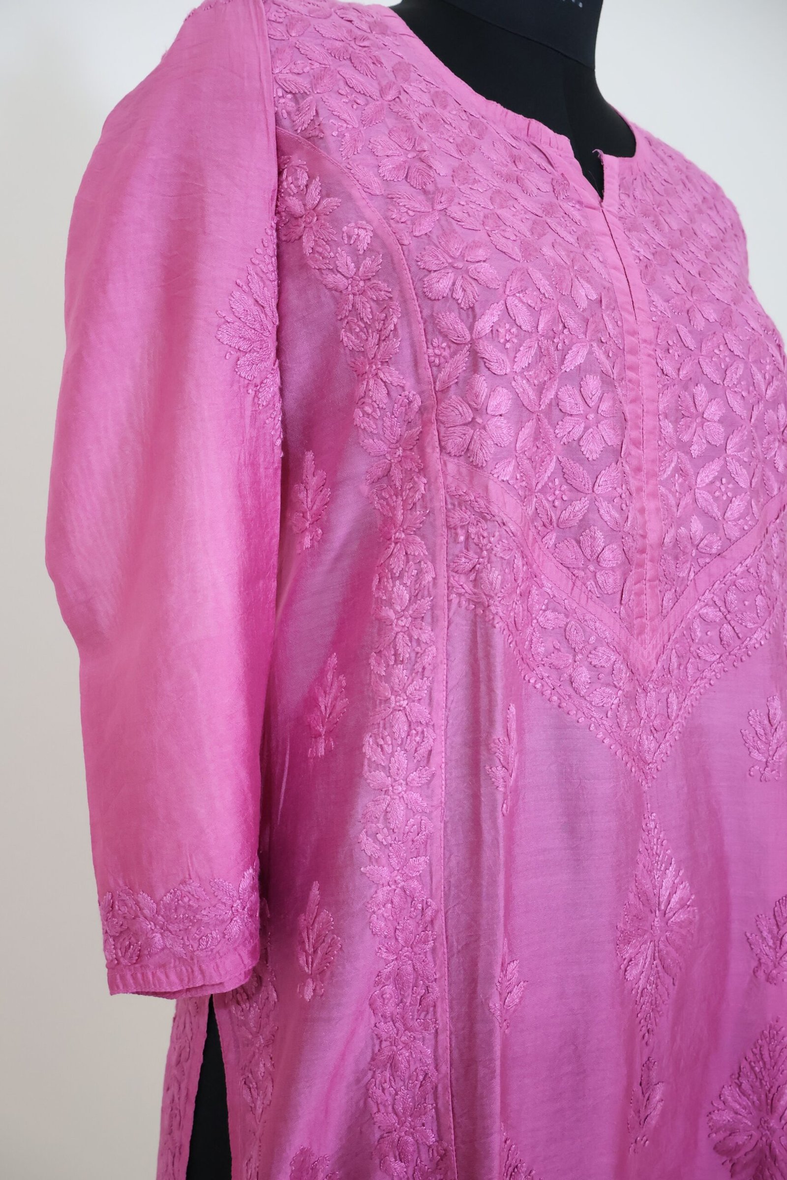 purewear creations pink chikankari kurti – embroidered ethnic wear purewear creations pink chikankari kurti – embroidered ethnic wear