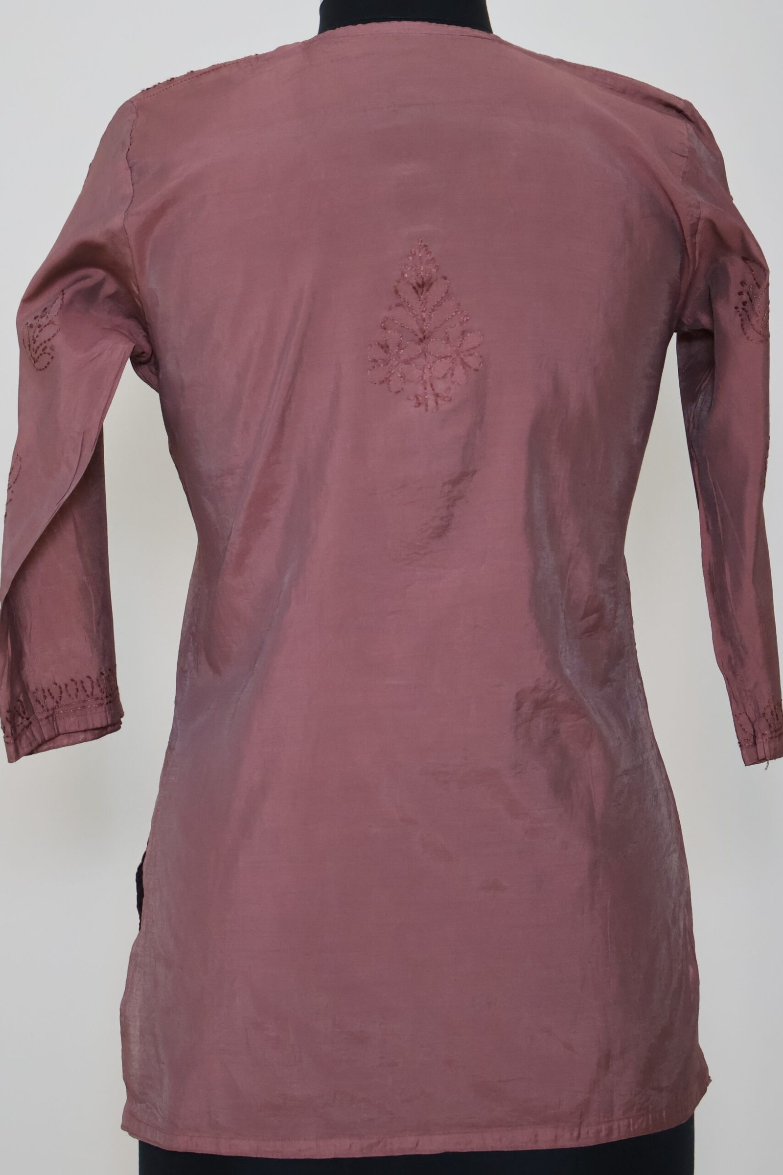 women dusty rose short chikankari embroidered straight kurti women dusty rose short chikankari embroidered straight kurti