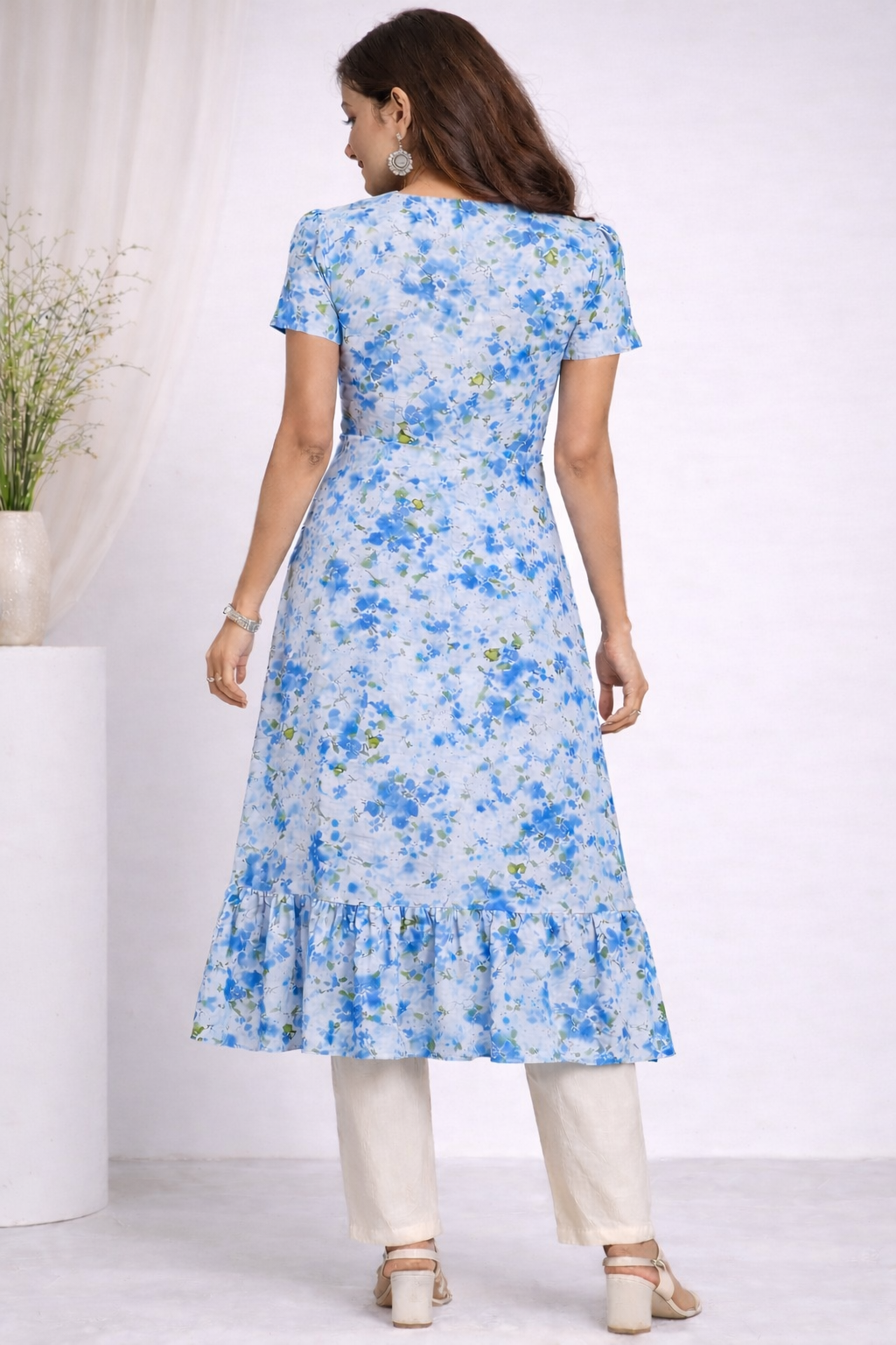 White Floral Cotton Kurti White Floral Cotton Kurti for Women | Casual & Daily Wear - PureWear Creations