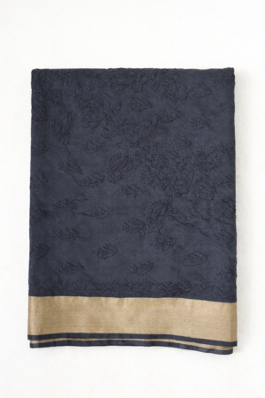Black Chanderi Silk Chikankari Saree with Hand Embroidery for Women – PureWear Creations