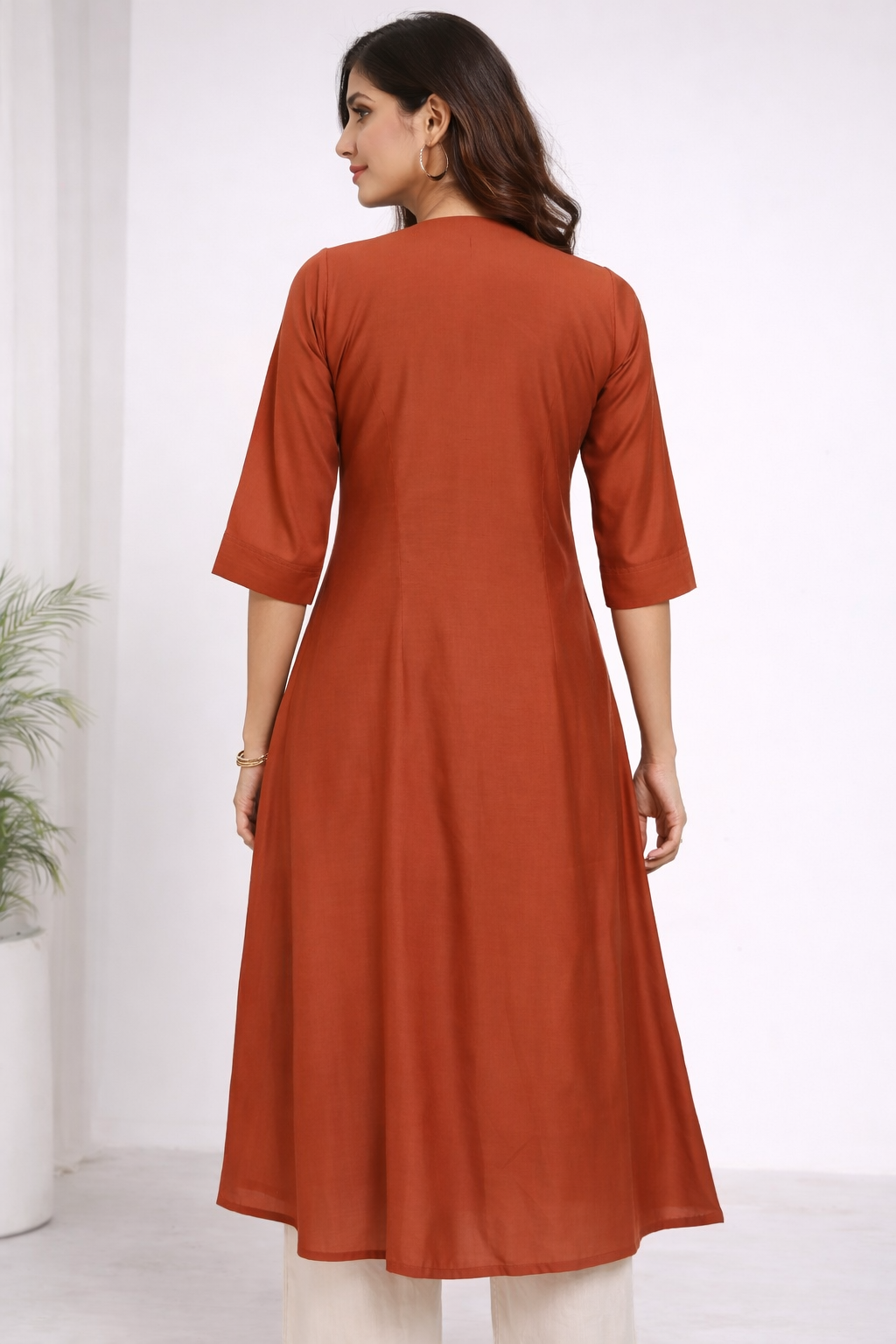 rust orange silk kurti for women – elegant ethnic casual wear kurti | purewear creations rust orange silk kurti for women – elegant ethnic casual wear kurti | purewear creations