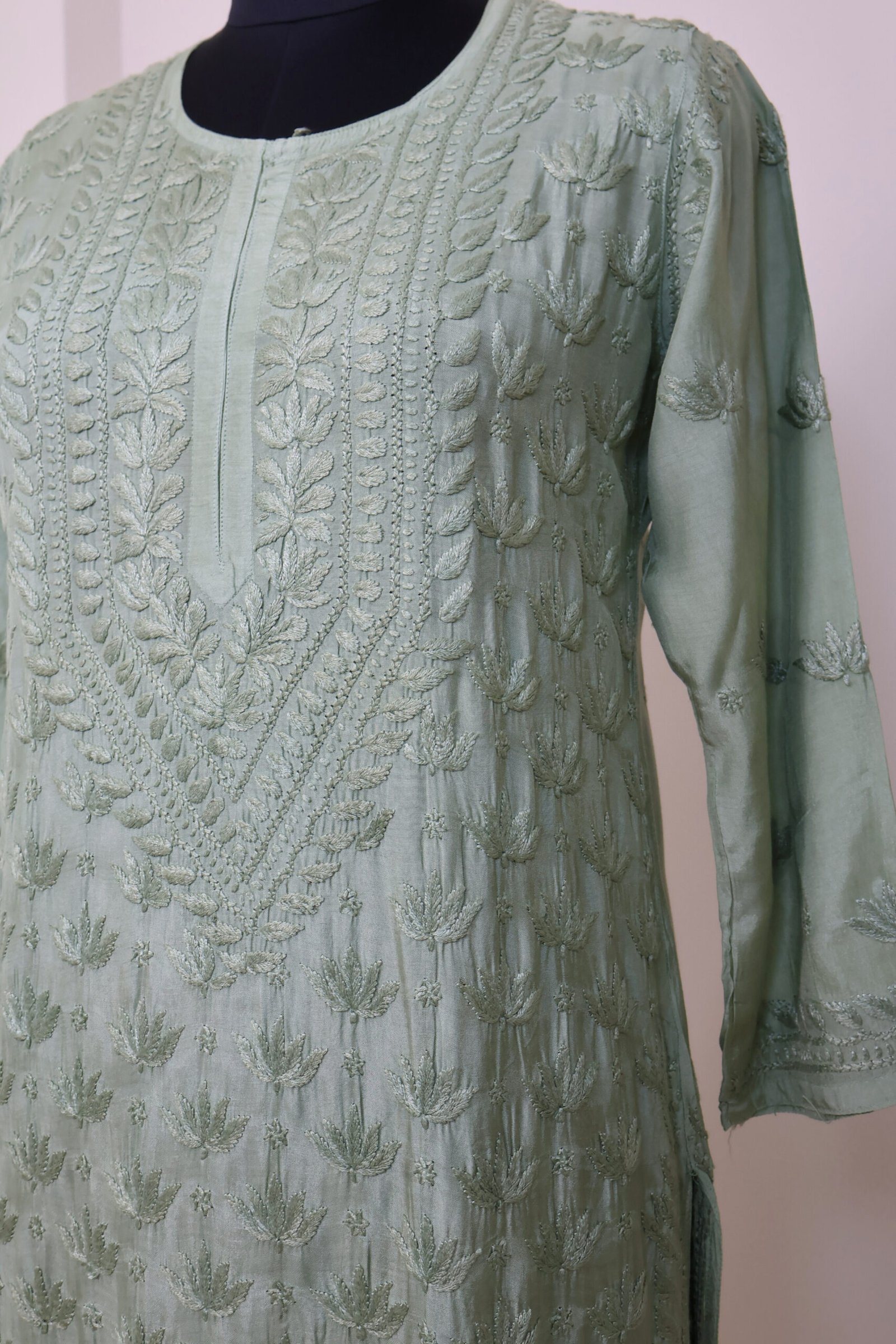 pastel green chikankari kurti pastel green chikankari kurti elegant handcrafted wear | purewear creations