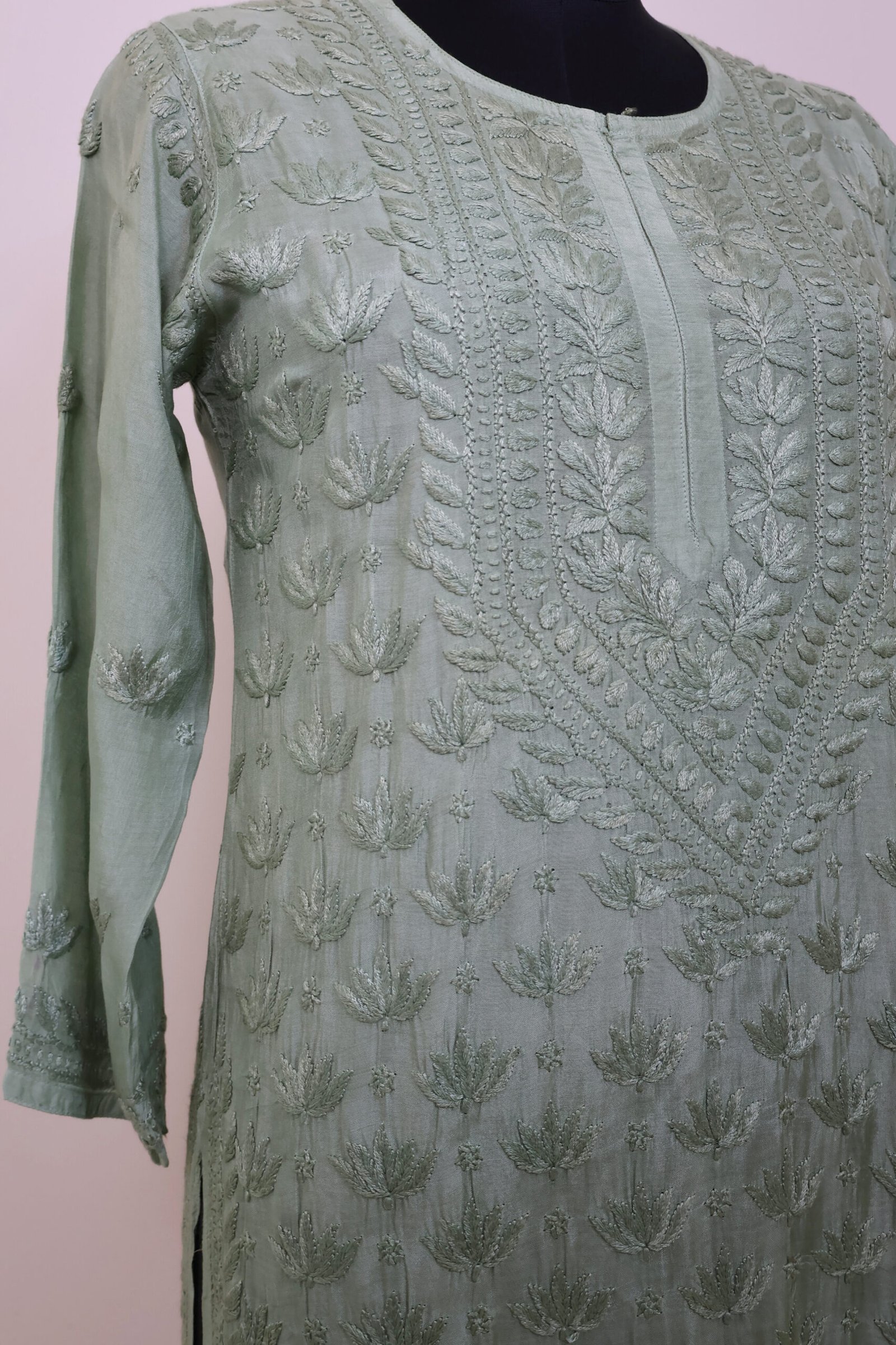 pastel green chikankari kurti pastel green chikankari kurti elegant handcrafted wear | purewear creations