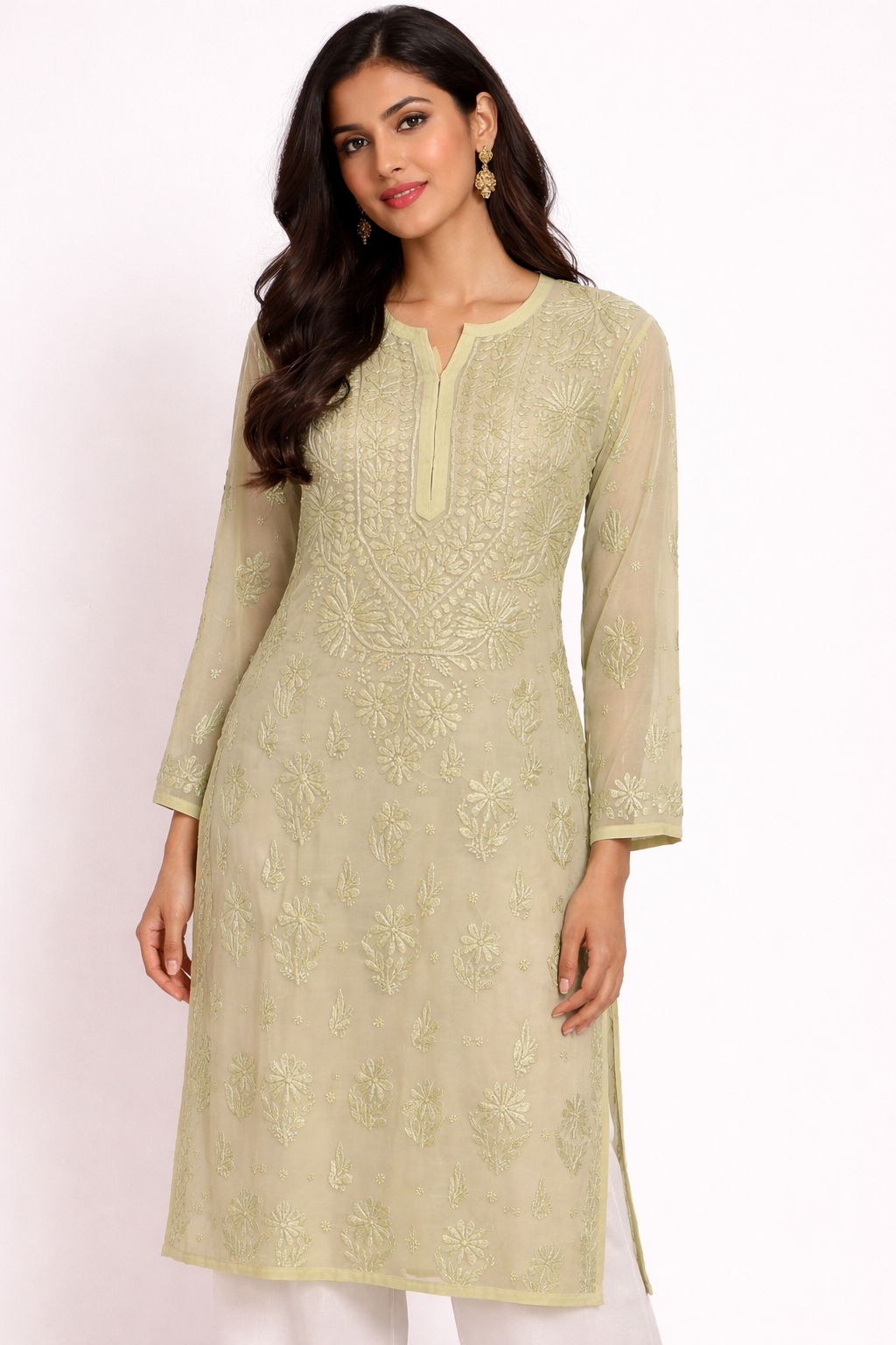 Georgette Chikankari Embroidered Kurti Georgette Chikankari Embroidered Kurti for Women