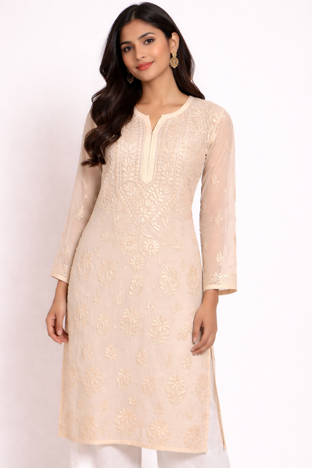 Georgette Chikankari Embroidered Kurti Georgette Chikankari Embroidered Kurti for Women