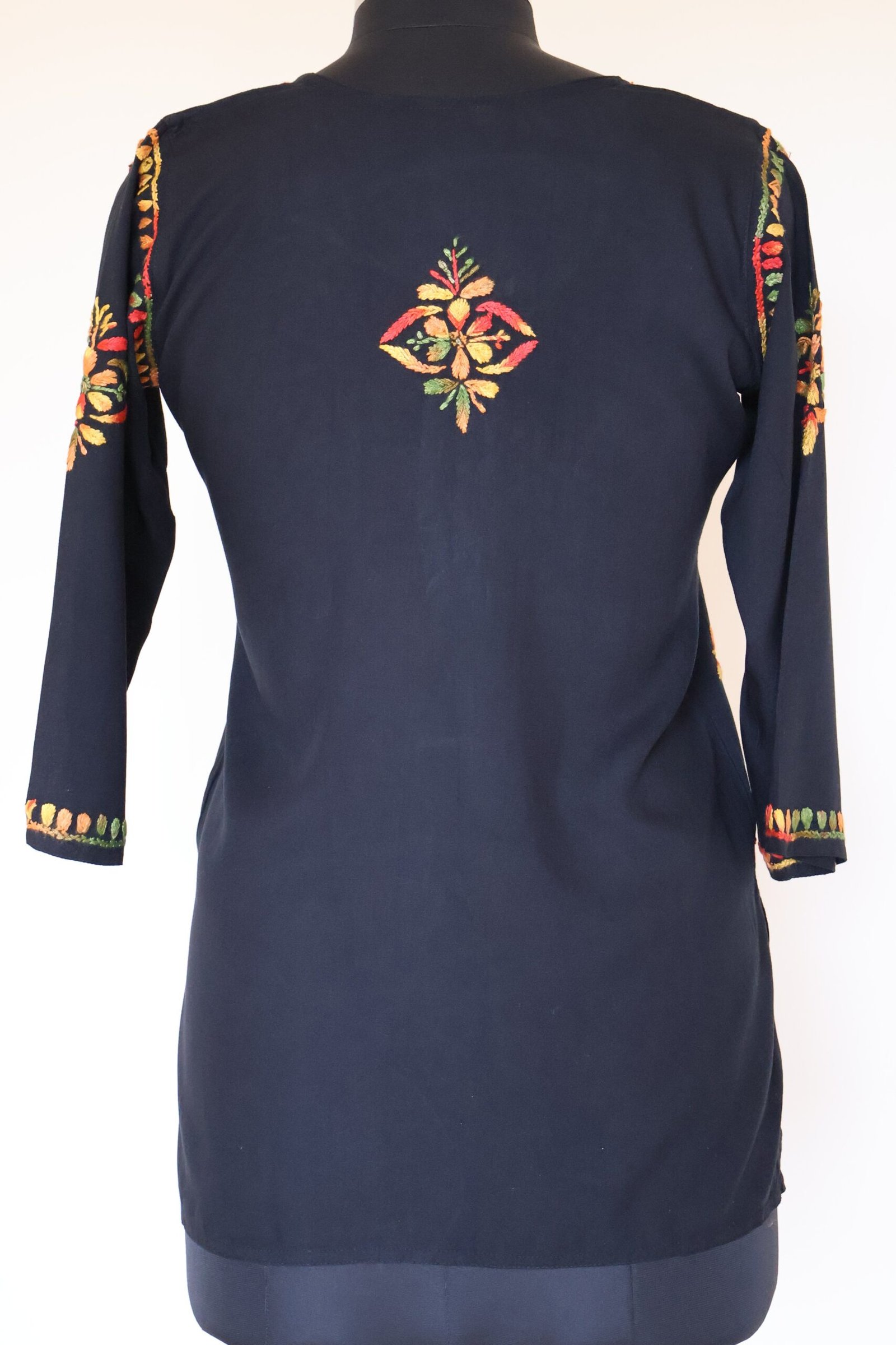 black multicolor embroidered chikankari short kurti | purewear creations black multicolor embroidered chikankari short kurti | purewear creations