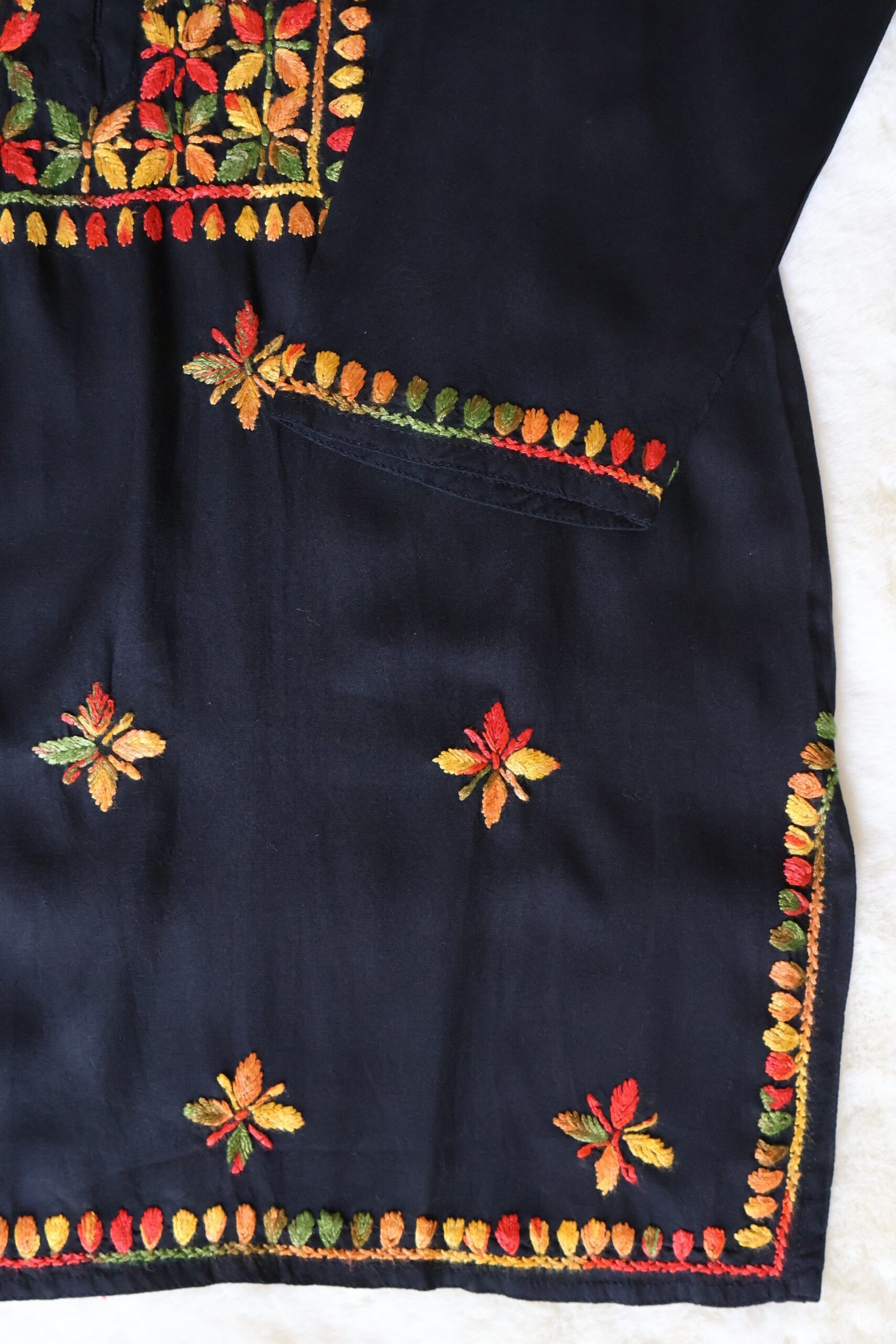 black multicolor embroidered chikankari short kurti | purewear creations black multicolor embroidered chikankari short kurti | purewear creations