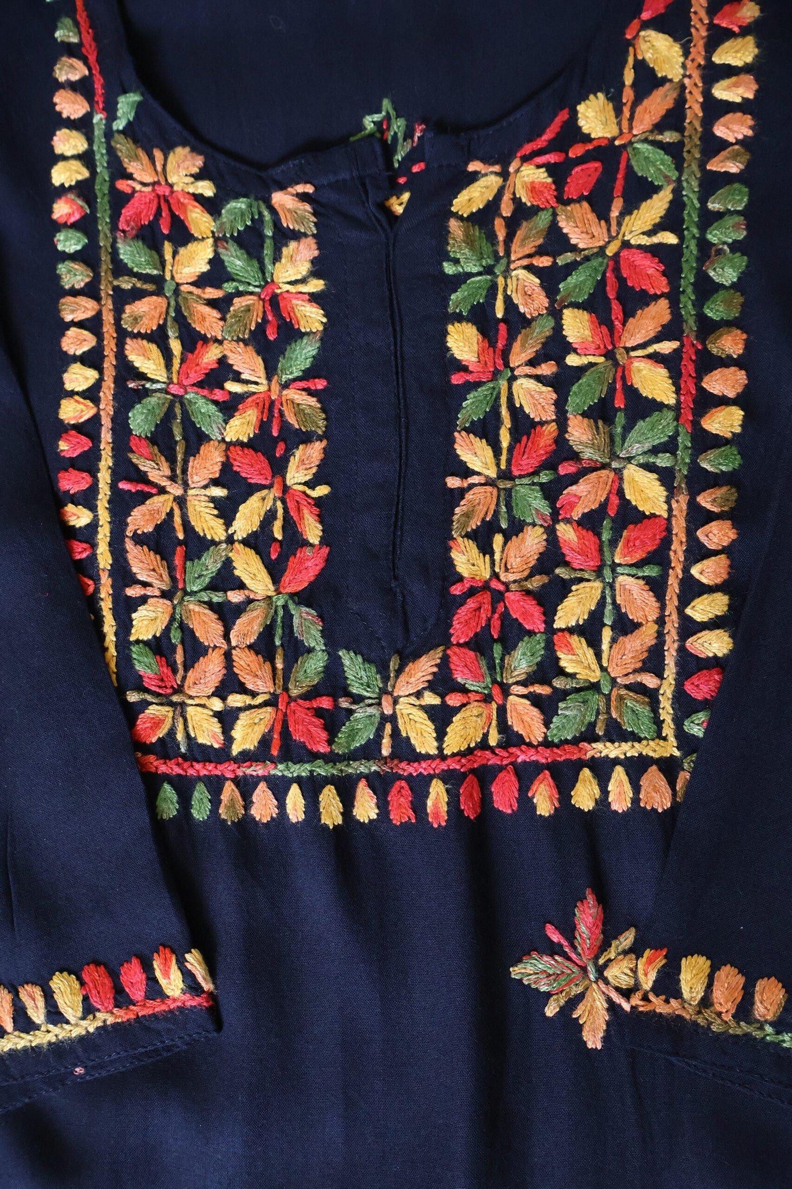 black multicolor embroidered chikankari short kurti | purewear creations black multicolor embroidered chikankari short kurti | purewear creations