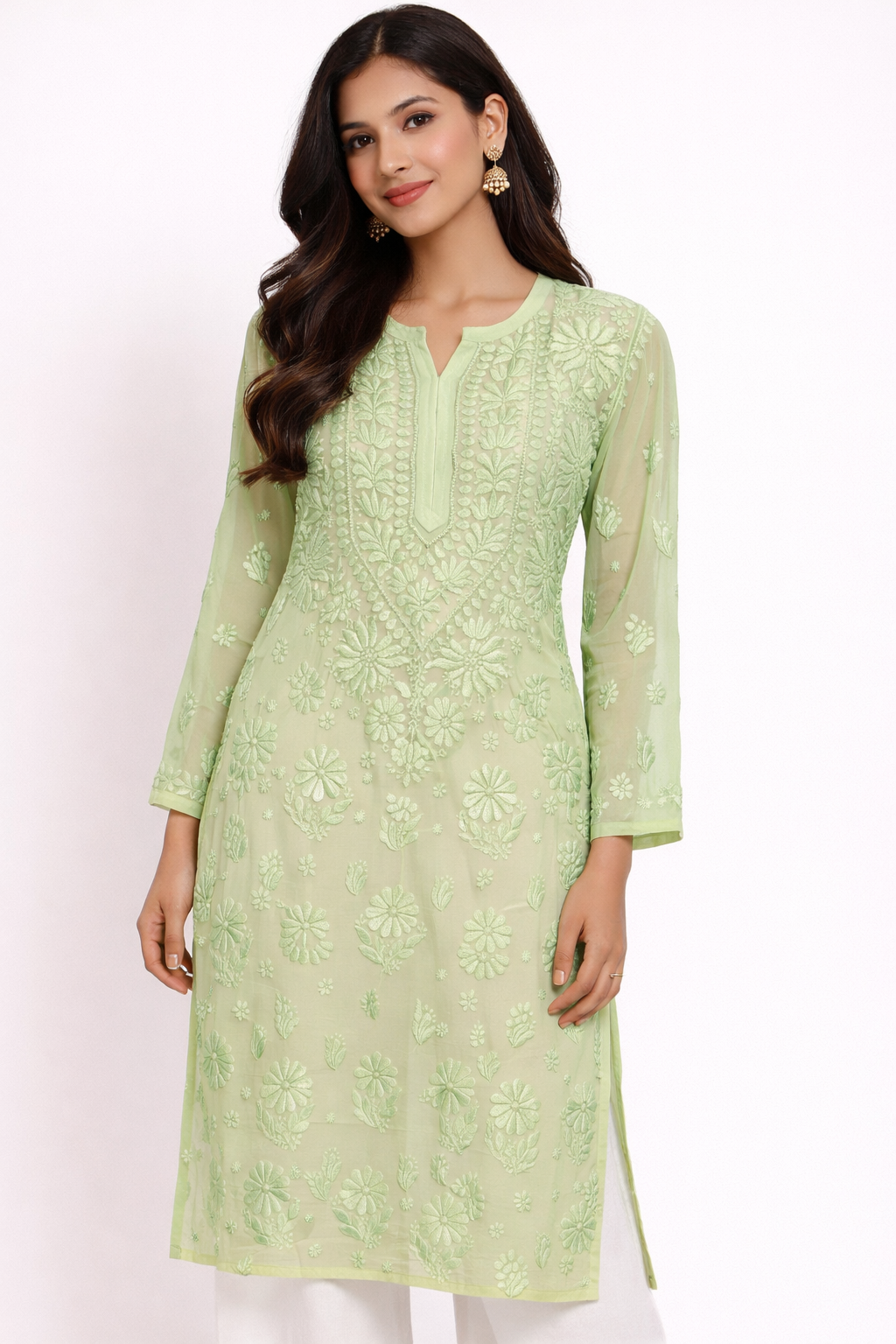 Georgette Chikankari Embroidered Kurti Georgette Chikankari Embroidered Kurti for Women