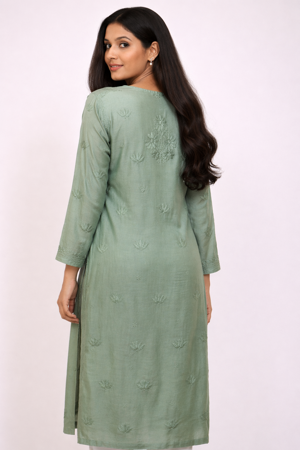 pastel green chikankari kurti pastel green chikankari kurti elegant handcrafted wear | purewear creations