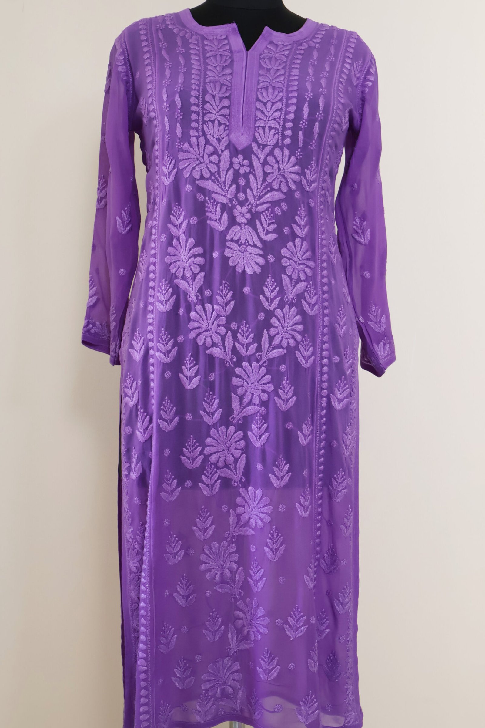 women’s lavender georgette chikankari kurti women’s lavender georgette chikankari kurti | purewear creations