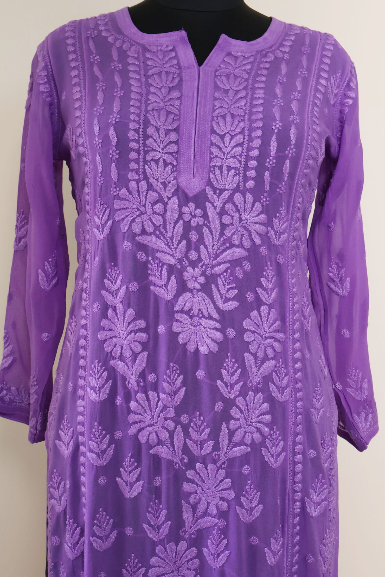 women’s lavender georgette chikankari kurti women’s lavender georgette chikankari kurti | purewear creations