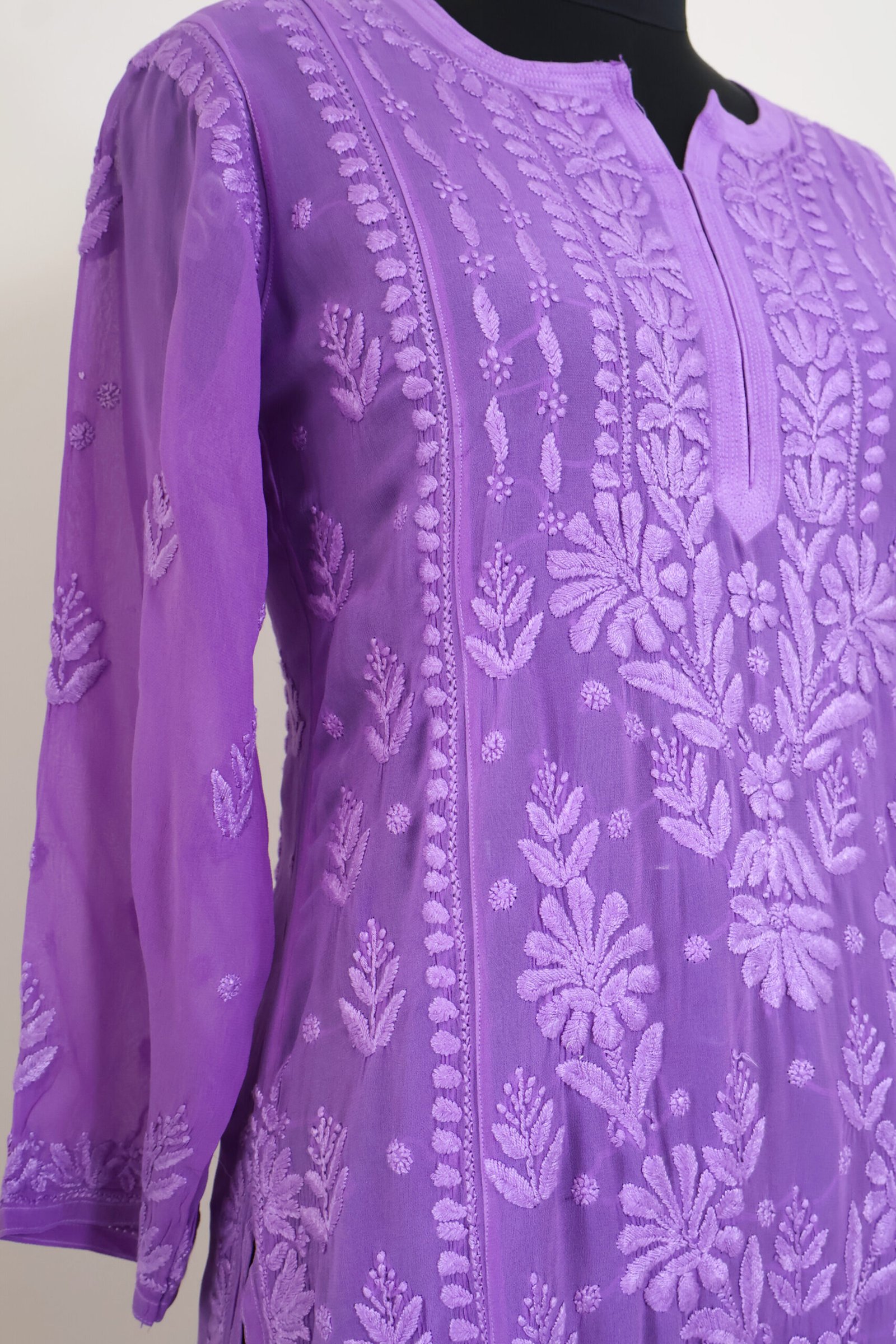 women’s lavender georgette chikankari kurti women’s lavender georgette chikankari kurti | purewear creations