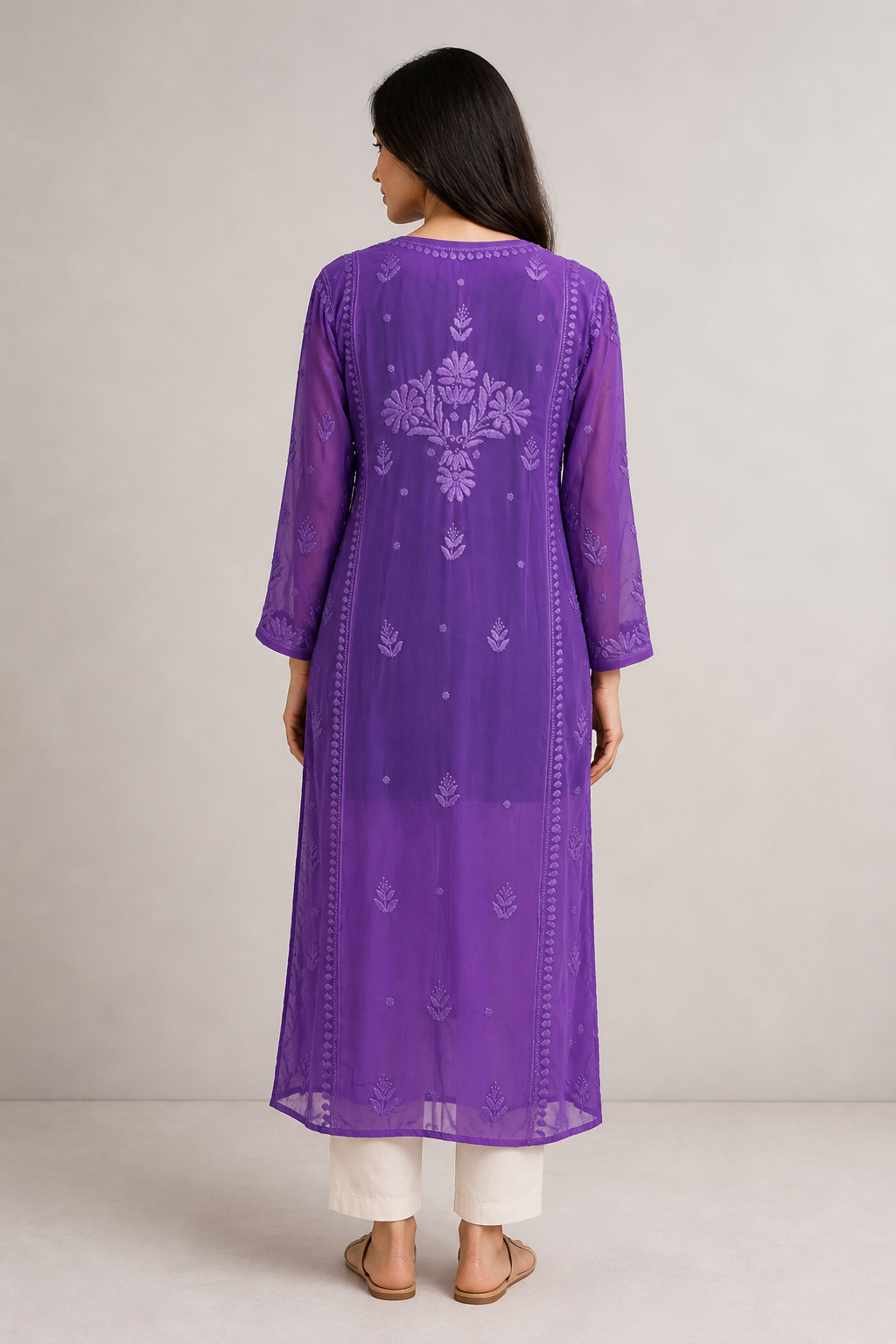 women’s lavender georgette chikankari kurti women’s lavender georgette chikankari kurti | purewear creations