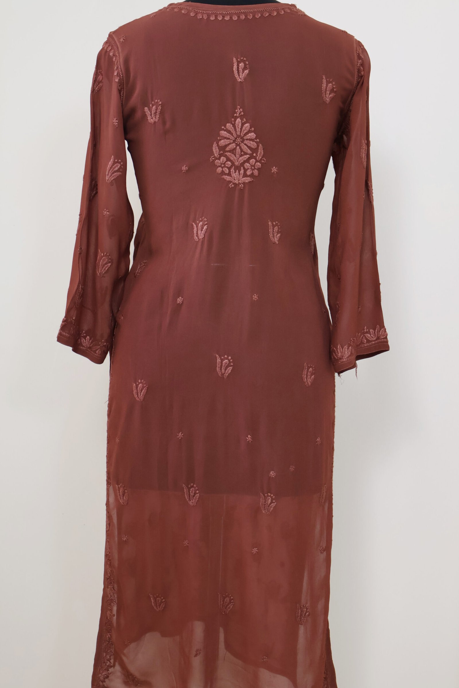 women’s dusty rose georgette chikankari kurti women’s dusty rose georgette chikankari kurti | purewear creations